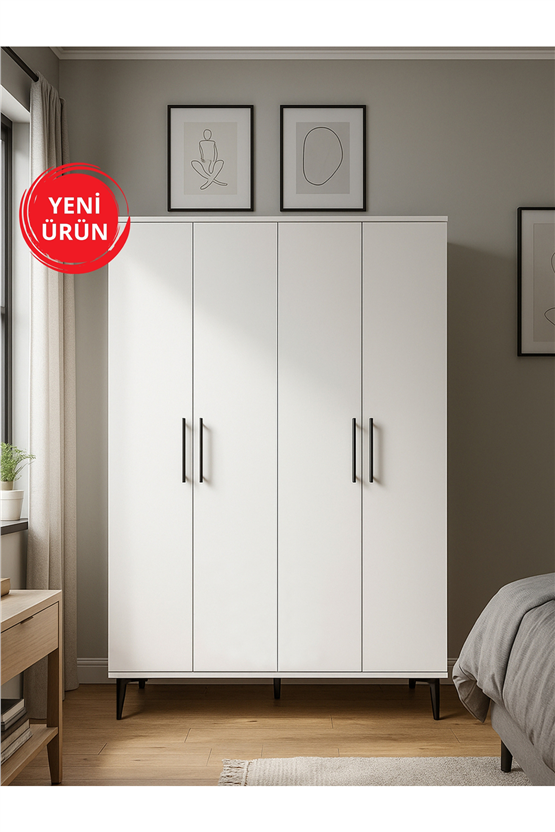 Dorpek Nuna 4 Kapaklı Gardırop – 180x120 cm Genç ve Yatak Odası Dolabı