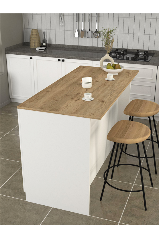 Dorpek Peres Mutfak Ada Mutfak Dolabı Çok Amaçlı Ada Dolap 150cm Beyaz