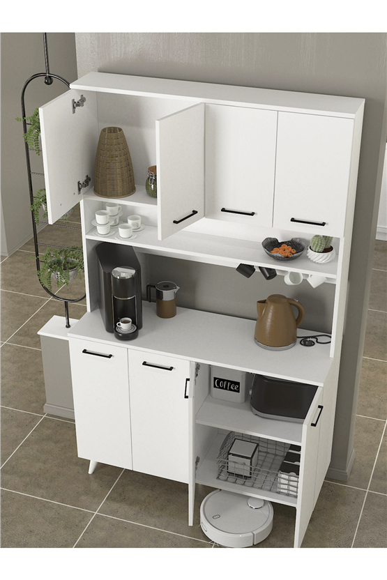 Dorpek Real Mutfak Dolabı Kahve Köşesi Çok Amaçlı Dolap Beyaz 120 cm