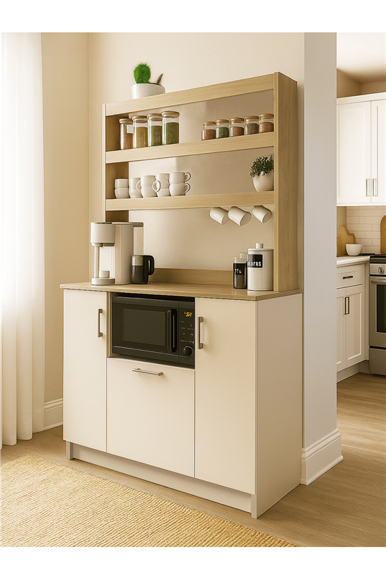 Dorpek Samos 3 Kapaklı Mutfak dolabı Mikrodalga Fırın Alanlı Çok amaçlı Dolap Kahve Köşesi Kumtaşı - Rota