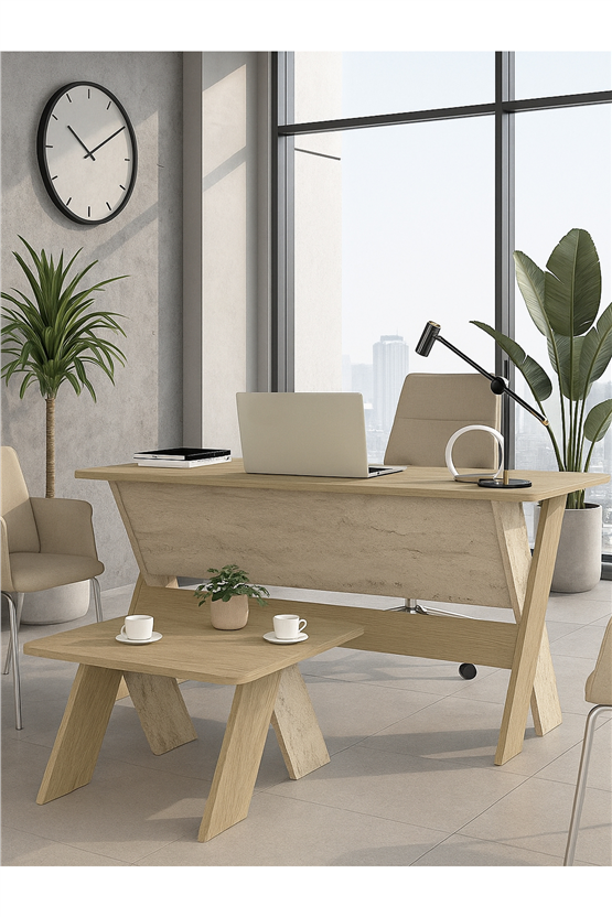 Dorpek Sora Ofis Sehpası Orta Sehpa Rota - Traverten