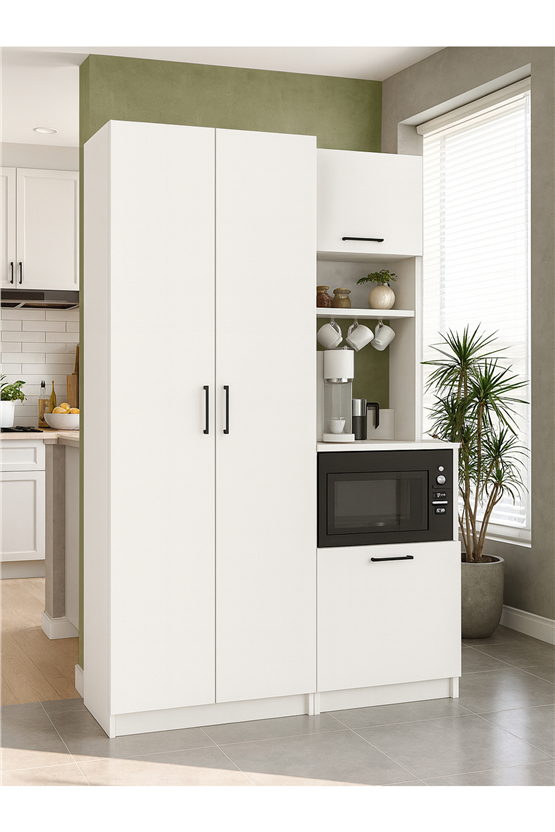 Dorpek Tuco 1 Kapakli Mutfak Dolabı & Tuco 2 Kapaklı 5 Rafli Çok Amaçlı Dolap Kiler Dolabı Beyaz