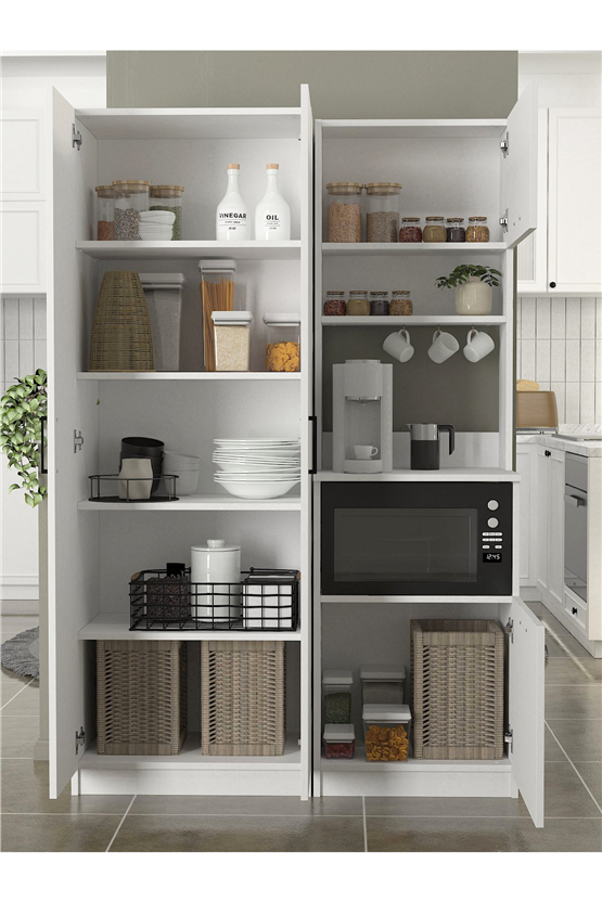 Dorpek Tuco 1 Kapakli Mutfak Dolabı & Tuco 2 Kapaklı 5 Rafli Çok Amaçlı Dolap Kiler Dolabı Beyaz