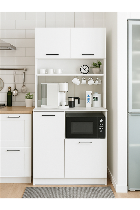 Dorpek Tuco 2 Çok Amaçlı Mutfak Dolabı & Mikrodalga Fırın Dolabı & Banyo Dolabı 180x90 Cm Beyaz
