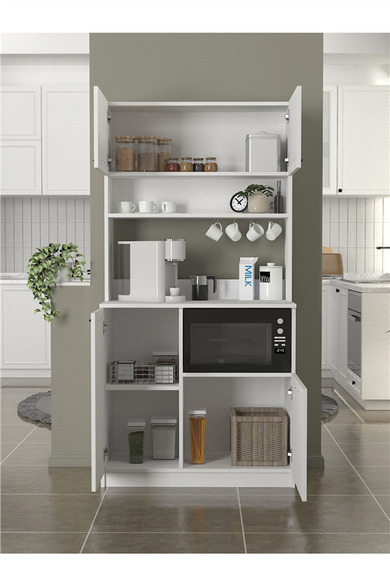 Dorpek Tuco 2 Çok Amaçlı Mutfak Dolabı & Mikrodalga Fırın Dolabı & Banyo Dolabı 180x90 Cm Beyaz