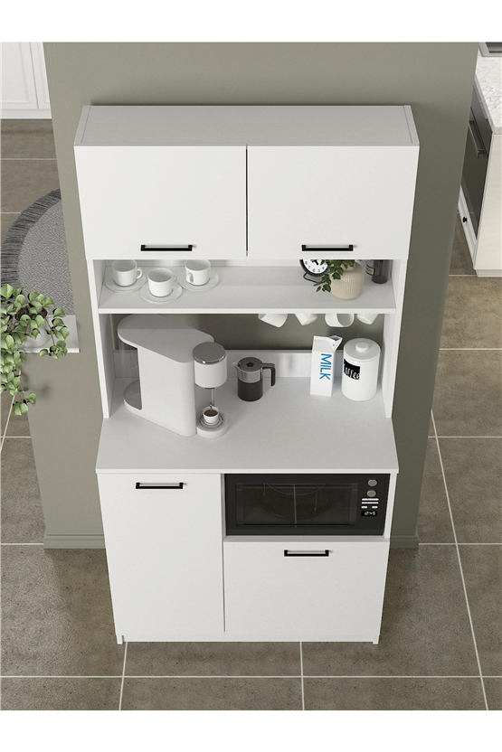 Dorpek Tuco 2 Çok Amaçlı Mutfak Dolabı & Mikrodalga Fırın Dolabı & Banyo Dolabı 180x90 Cm Beyaz