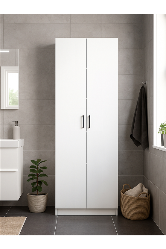 Dorpek Tuco 2 Kapaklı 5 Raflı Mutfak Dolabı Çok Amaçlı Dolap Kiler Dolabı Beyaz