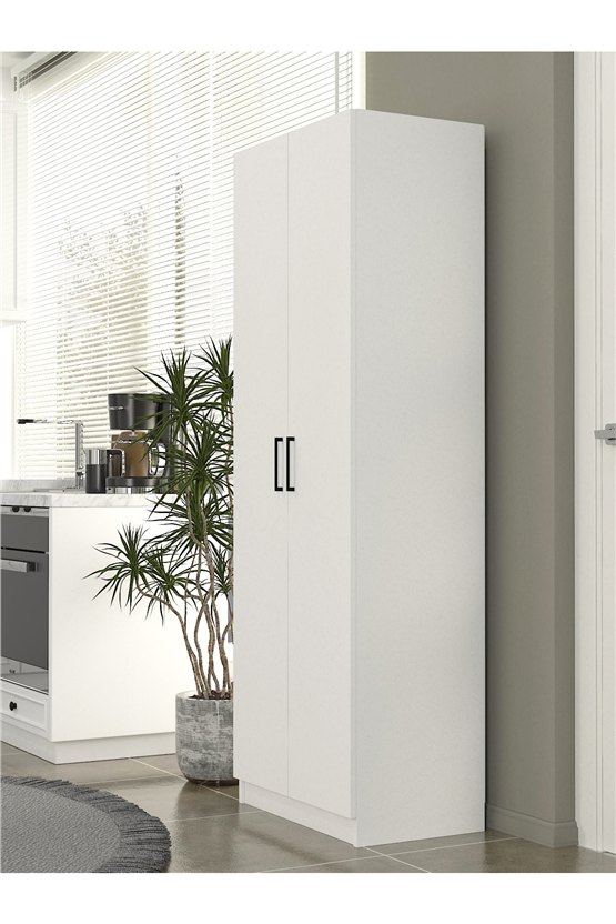 Dorpek Tuco 2 Kapaklı 5 Raflı Mutfak Dolabı Çok Amaçlı Dolap Kiler Dolabı Beyaz