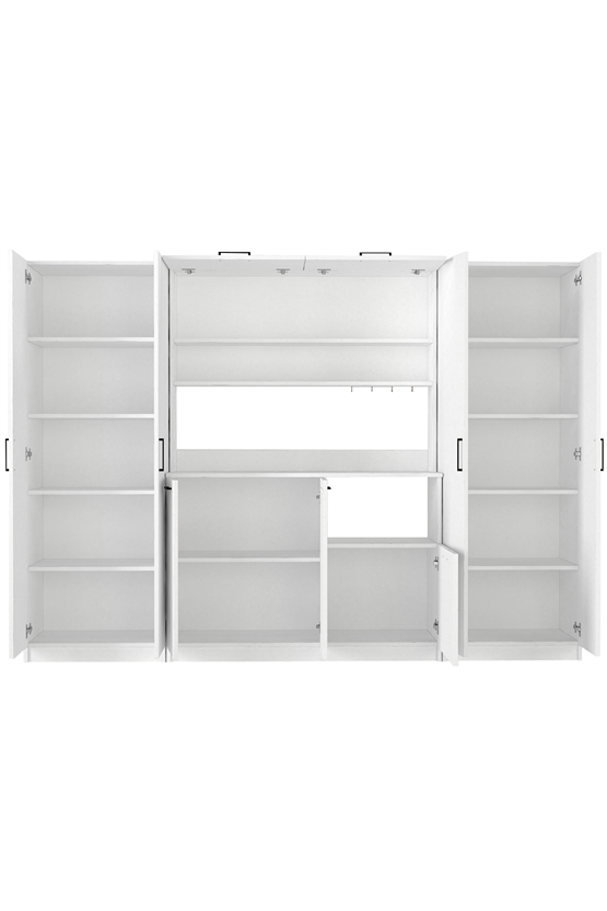 Dorpek Tuco 3 Kapakli Mutfak Dolabı & Tuco 2*2 Kapaklı 2*5 Rafli Çok Amaçlı Dolap Kahve Köşesi Beyaz