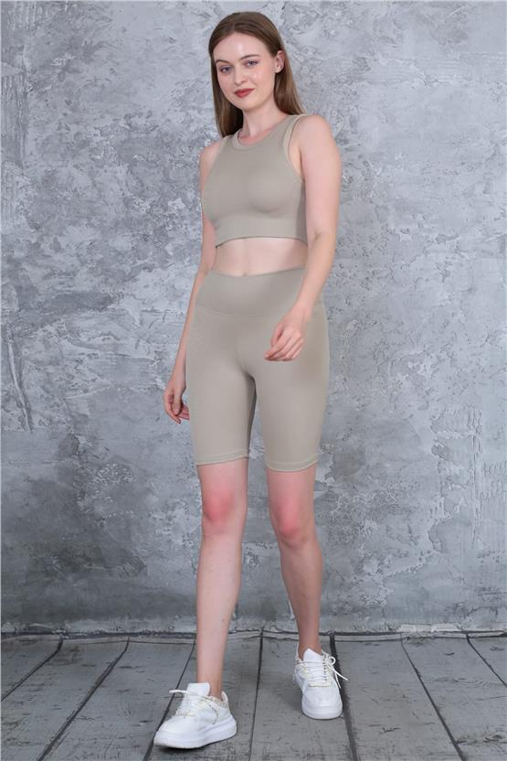 Dynamic 168 Bej Fitilli Diz Üstü Takım Tayt