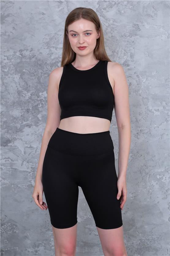 Dynamic 168 Siyah Fitilli Diz Üstü Takım Tayt