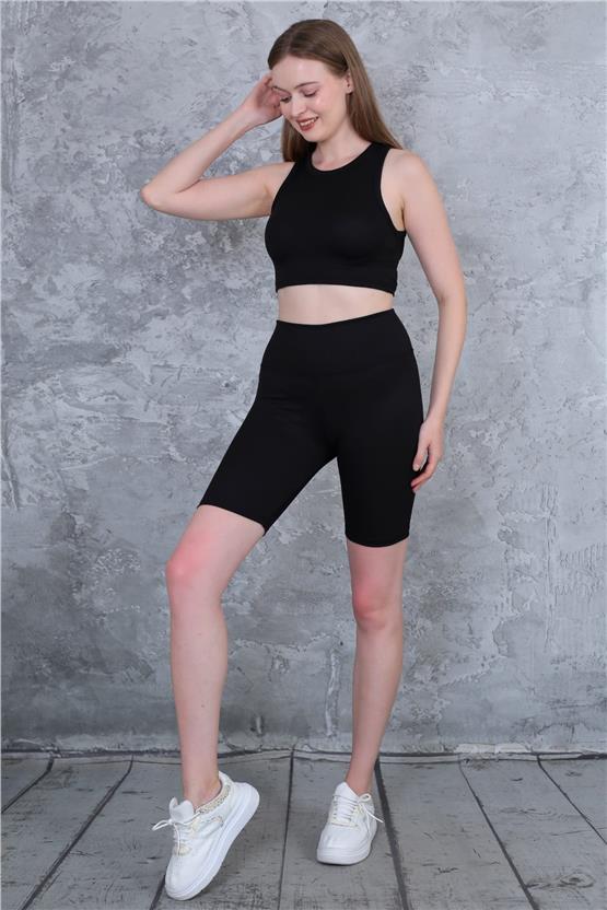 Dynamic 168 Siyah Fitilli Diz Üstü Takım Tayt