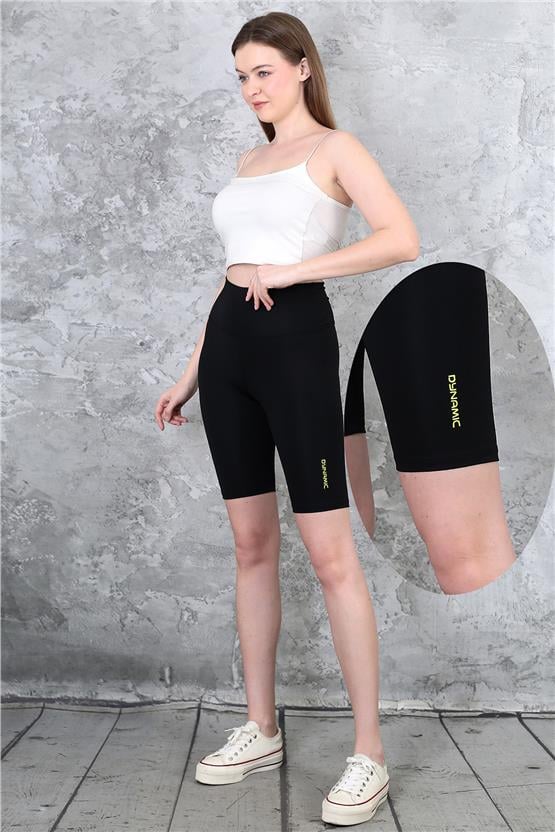 Dynamic 2422 Siyah Dalgıç Reflektor Baskılı Diz Üstü Tayt