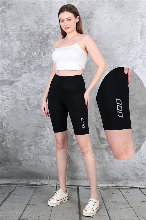 Dynamic 2423 Siyah Dalgıç Reflektor Baskılı Diz Üstü Tayt