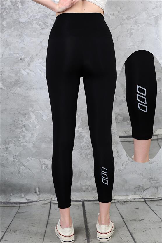 Dynamic 2424 Siyah Dalgıç Reflektor Baskılı Tayt