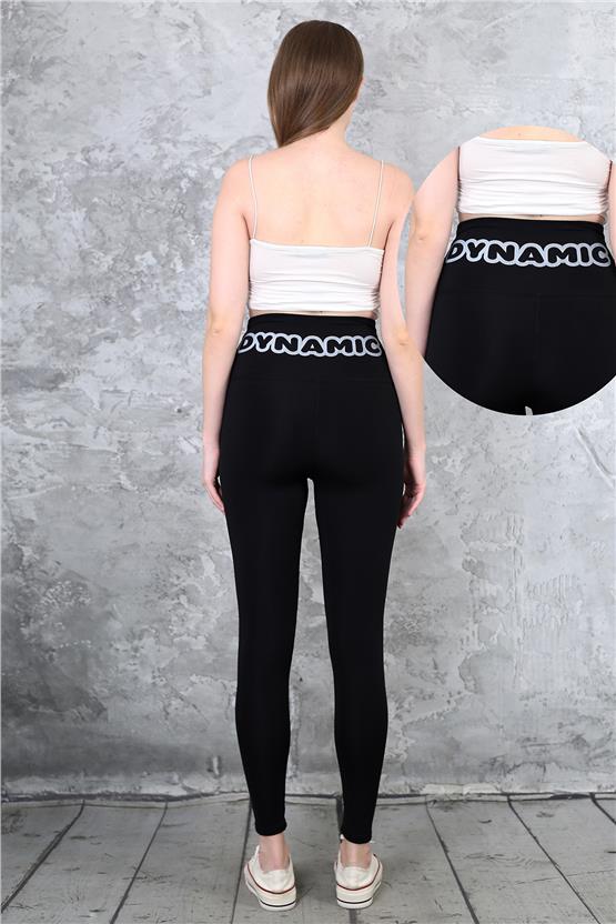 Dynamic 2425 Siyah Dalgıç Reflektor Baskılı Tayt