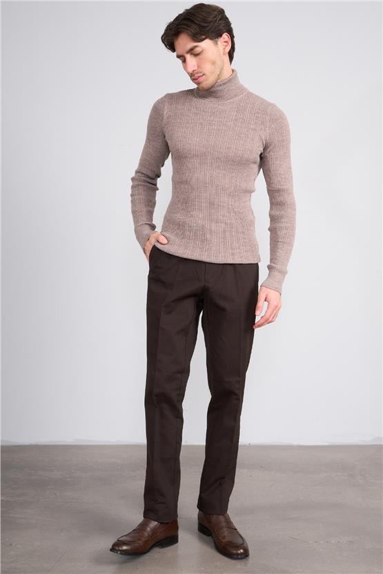 Erpant 1 Kahverengi Erkek Pamuk Gabardin Regular Pantolon