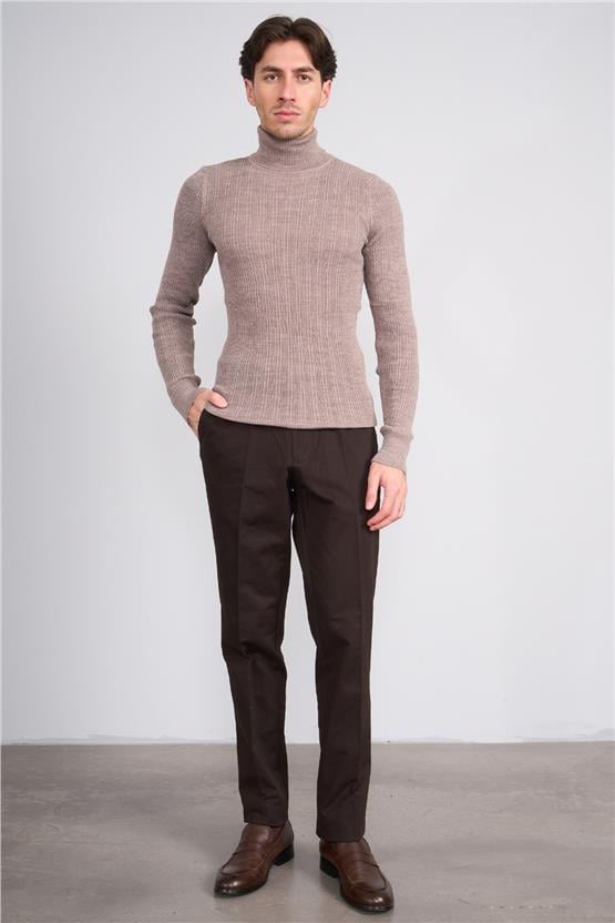 Erpant 1 Kahverengi Erkek Pamuk Gabardin Regular Pantolon