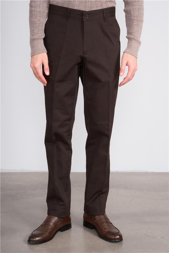 Erpant 1 Kahverengi Erkek Pamuk Gabardin Regular Pantolon