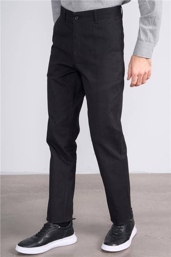 Erpant 1 Siyah Erkek Pamuk Gabardin Regular Pantolon