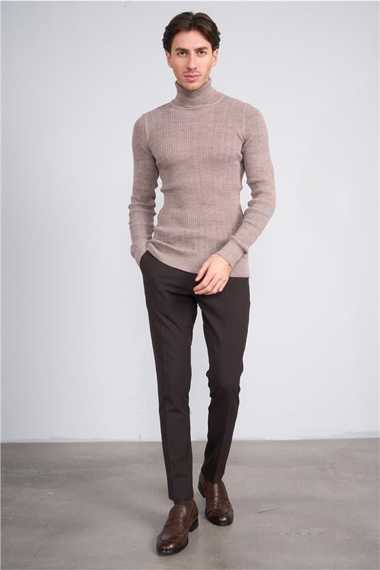 Erpant 10 Kahverengi Erkek Poliviskon Venüs Slim Pantolon