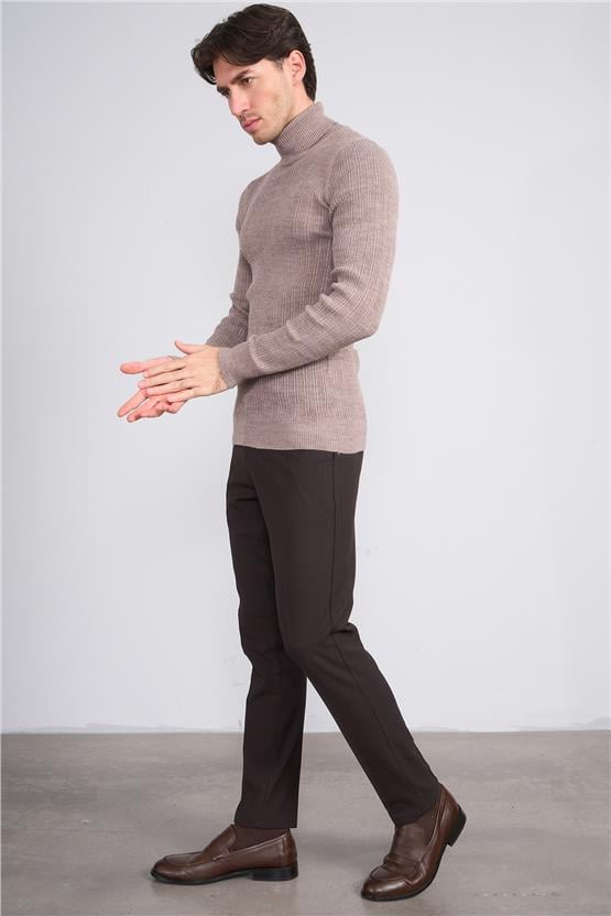 Erpant 10 Kahverengi Erkek Poliviskon Venüs Slim Pantolon