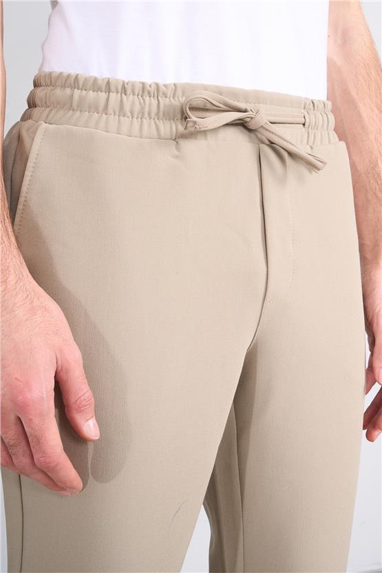 Erpant 14 Bej Erkek Duble Fast Jogger Poliviskon Pantolon