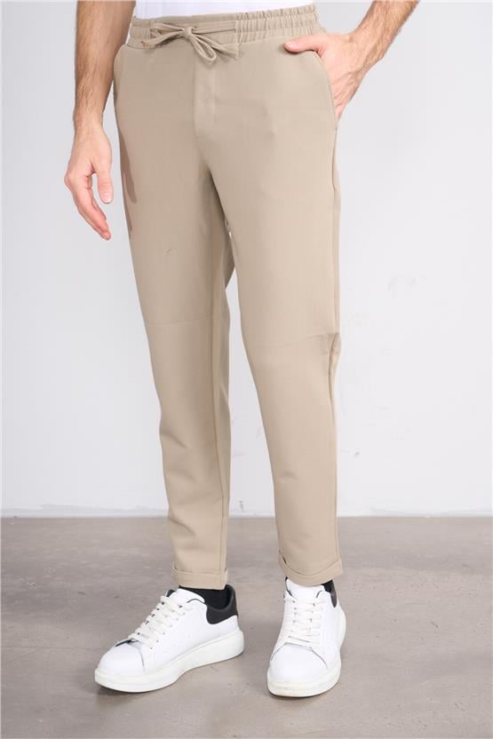 Erpant 14 Bej Erkek Duble Fast Jogger Poliviskon Pantolon
