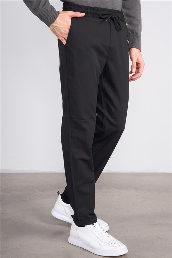Erpant 14 Siyah Erkek Duble Fast Jogger Poliviskon Pantolon
