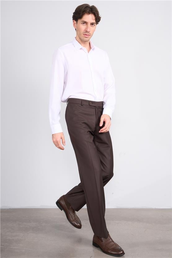 Erpant 7 Kahverengi Erkek Poliviskon Ithal Regular Pantolon