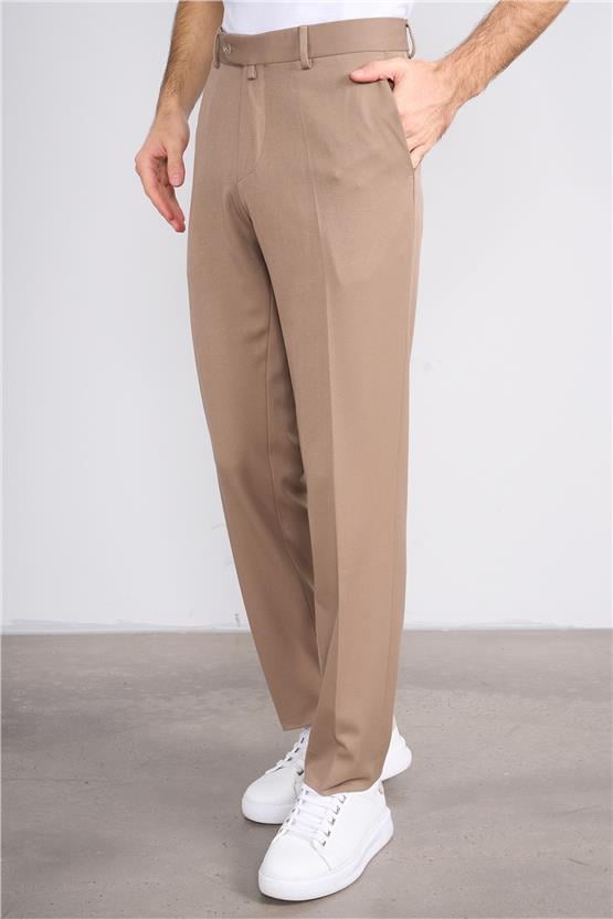 Erpant 8 Bej Erkek Poliviskon Gabardin Regular Pantolon