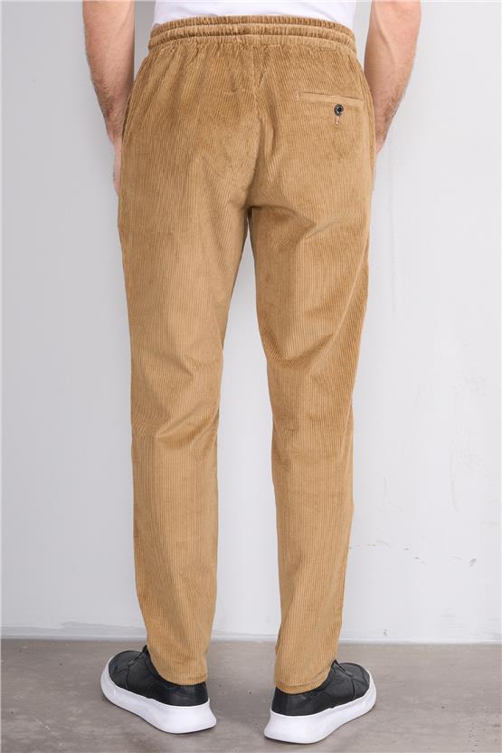 Erpant Normal Kalıp Bej Jogger Kadife Pantolon