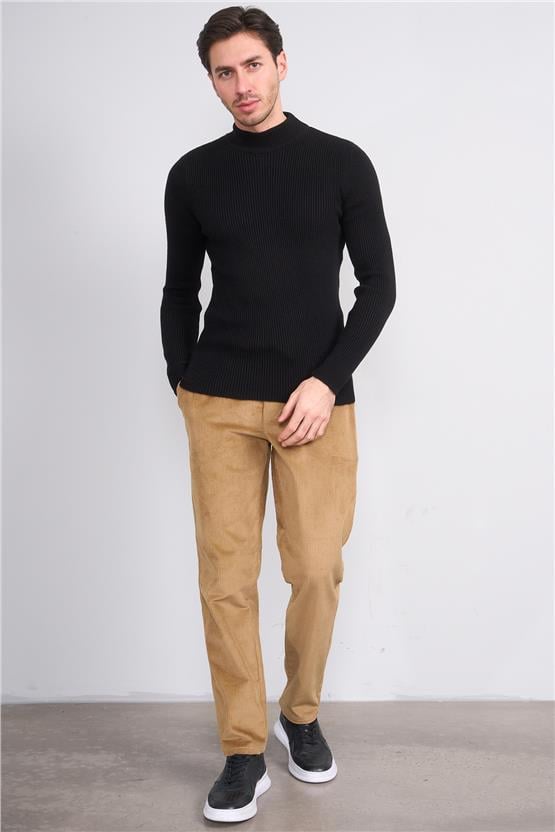 Erpant Normal Kalıp Bej Jogger Kadife Pantolon