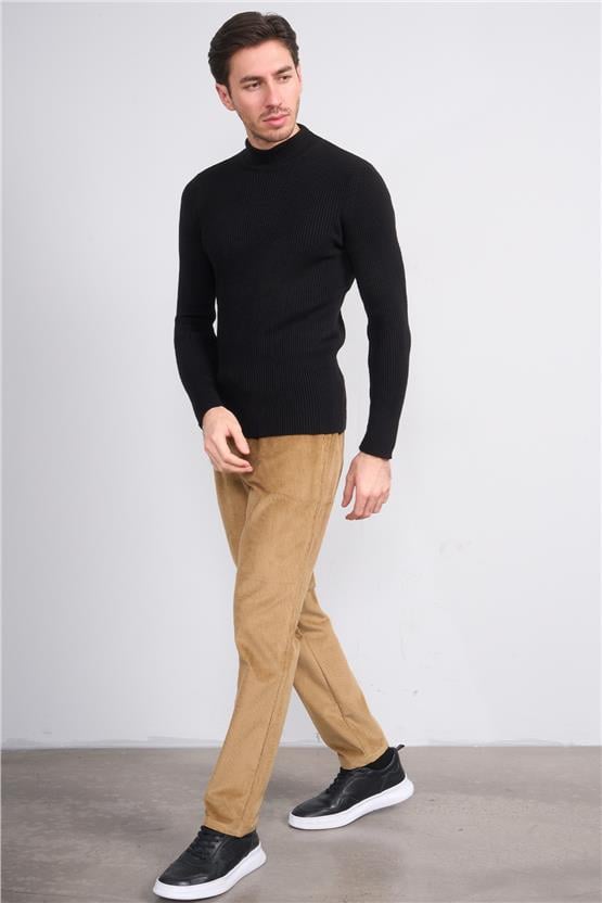 Erpant Normal Kalıp Bej Jogger Kadife Pantolon