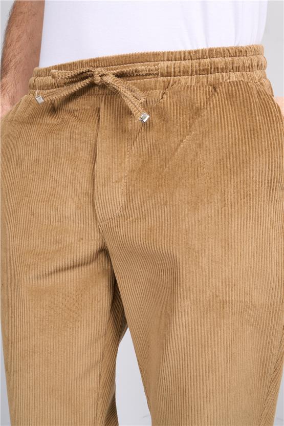 Erpant Normal Kalıp Bej Jogger Kadife Pantolon