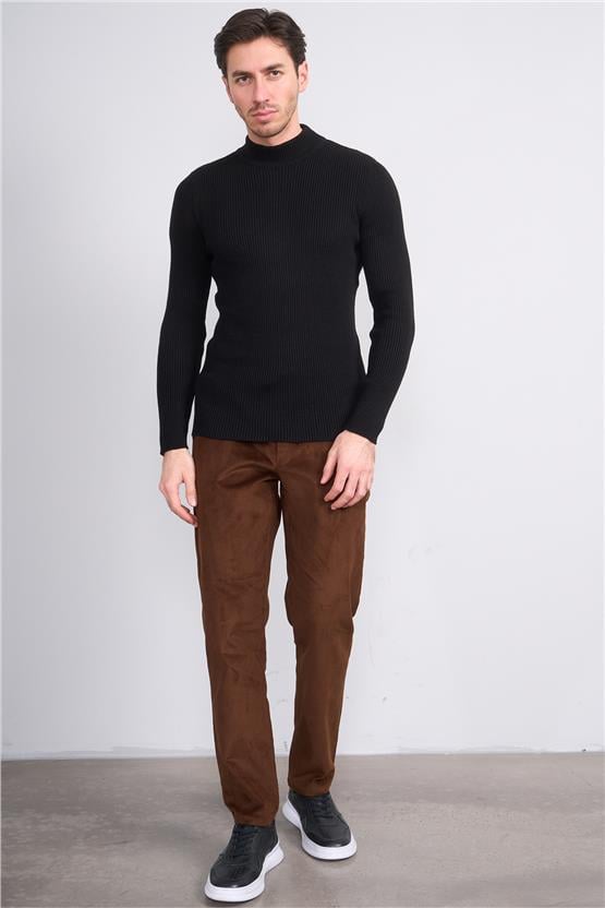 Erpant Normal Kalıp Kahve Jogger Kadife Pantolon