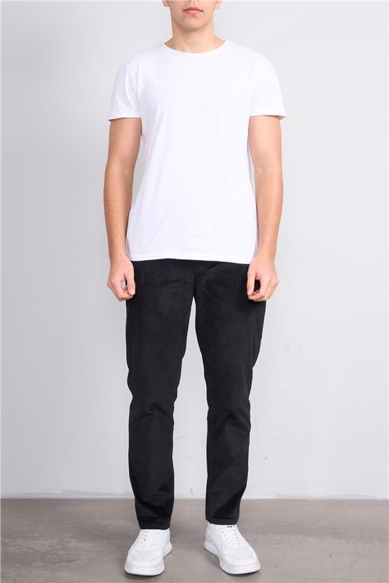 Erpant Normal Kalıp Siyah Jogger Kadife Pantolon