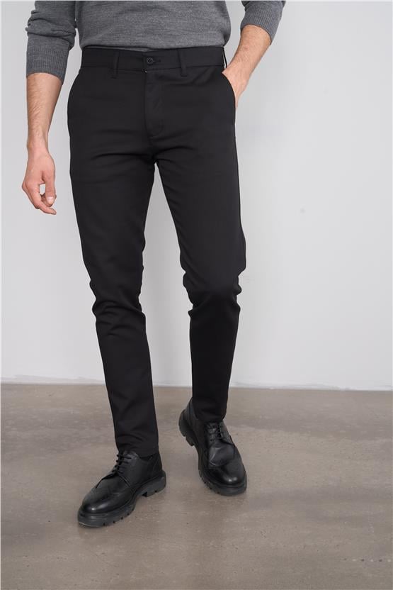 Erpant Slim Fit Gabardin Siyah Pantolon