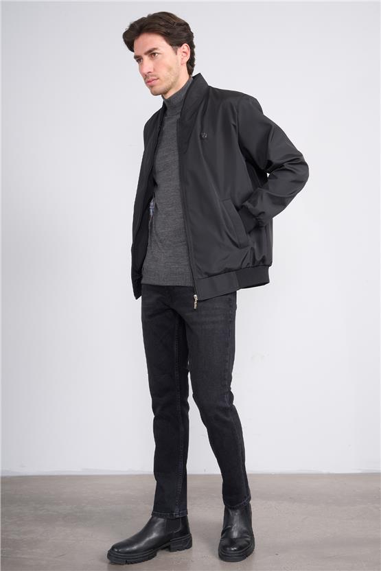 Ertan 900 Siyah Erkek Hakım Yaka Bondıt Mont