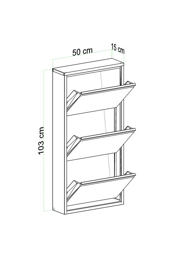 Evdemo 3 Kapaklı Metal Ayakkabılık Beyaz
