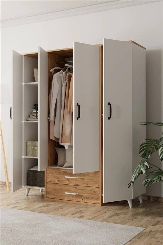 Evdemo Aden 4 Kapak 2 Çekmeceli Gardırop