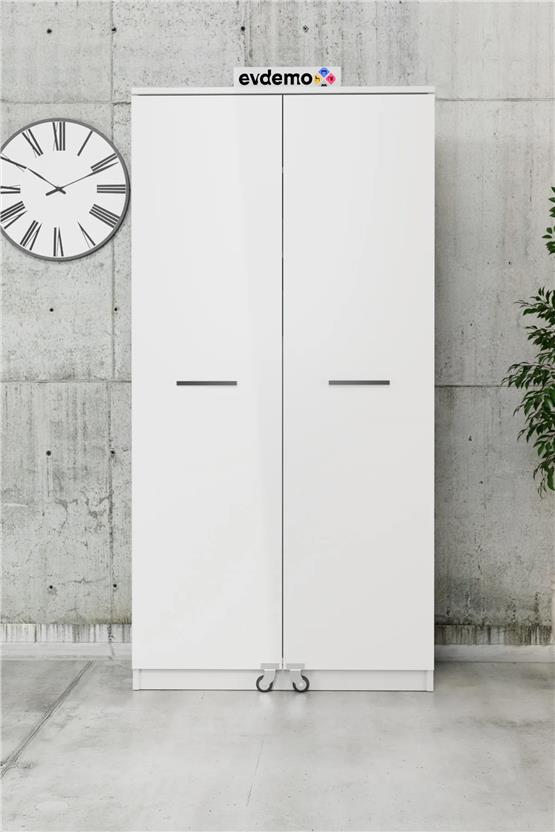 Evdemo Art 2 Kapaklı Erzak Kiler Mutfak Dolabı Beyaz