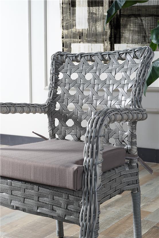 Evdemo Ayaz 2 Kişilik Rattan Bahçe Balkon Mutfak Masa Takımı Açık Gri