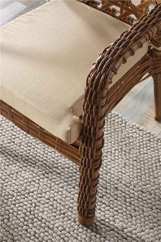 Evdemo Ayaz 4 Kişilik Rattan Bahçe Balkon Mutfak Masa Takımı Kahve