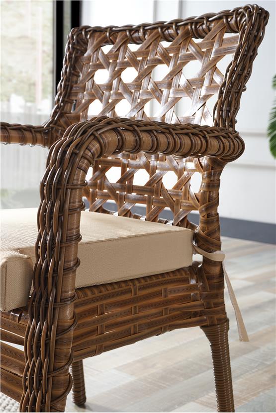 Evdemo Ayaz 4 Kişilik Rattan Bahçe Balkon Mutfak Masa Takımı Kahve