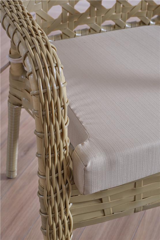 Evdemo Ayaz 4 Kişilik Rattan Bahçe Balkon Mutfak Masa Takımı Cappuccino