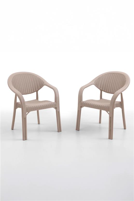 Evdemo Bamboo 2li Rattan Sandalye Cappuccino