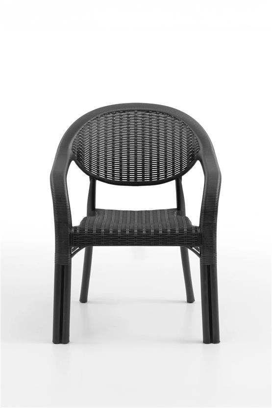 Evdemo Bamboo 2li Rattan Sandalye Siyah