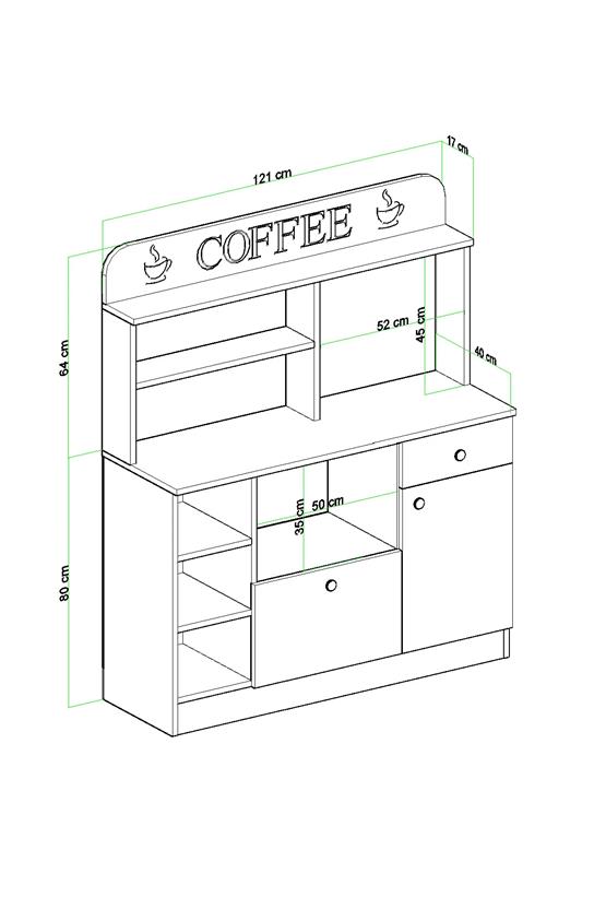 Evdemo Barista Kahve Köşesi Çok Amaçlı Dolap Atlantik Çam