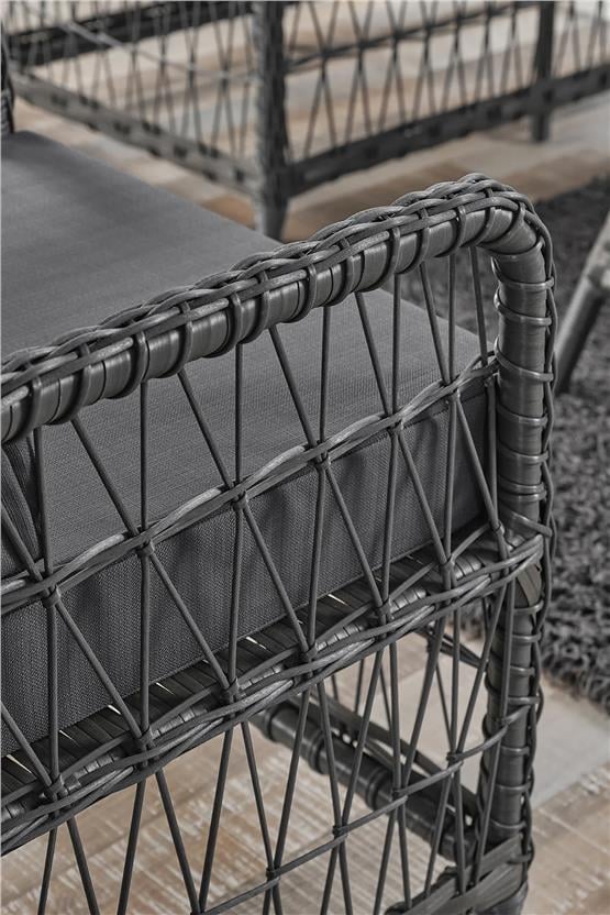 Evdemo Breda Rattan Örgü Bahçe Balkon Takımı 2+1+1 Cam Masalı Antrasit